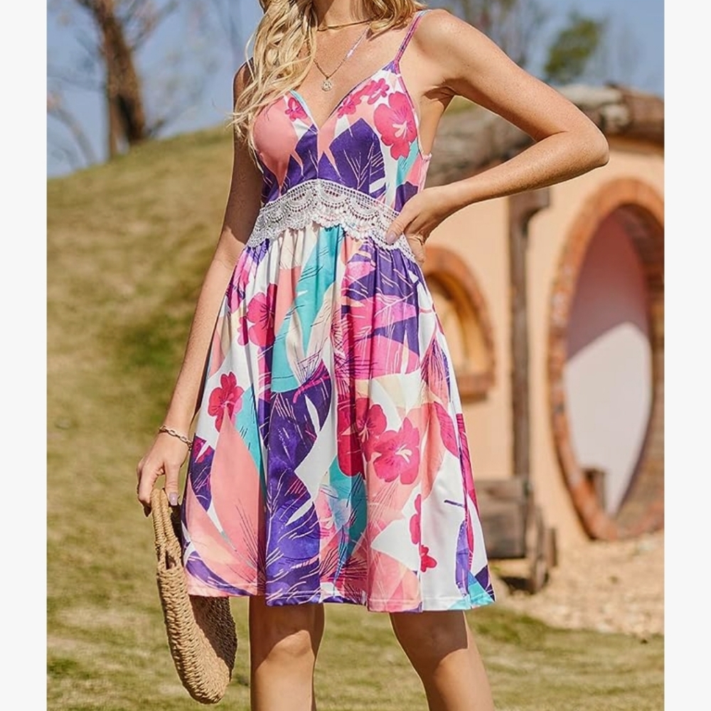 LAISHEN Floral Spaghetti Strap Dress - Picture 5 of 5